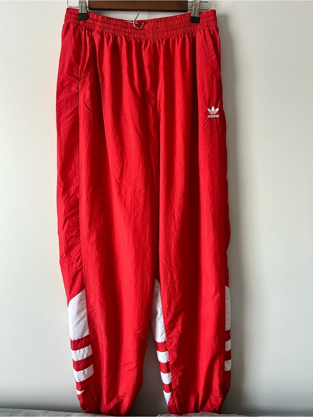 Adidas Originals large trefoil Red Track Pants with White detail size large